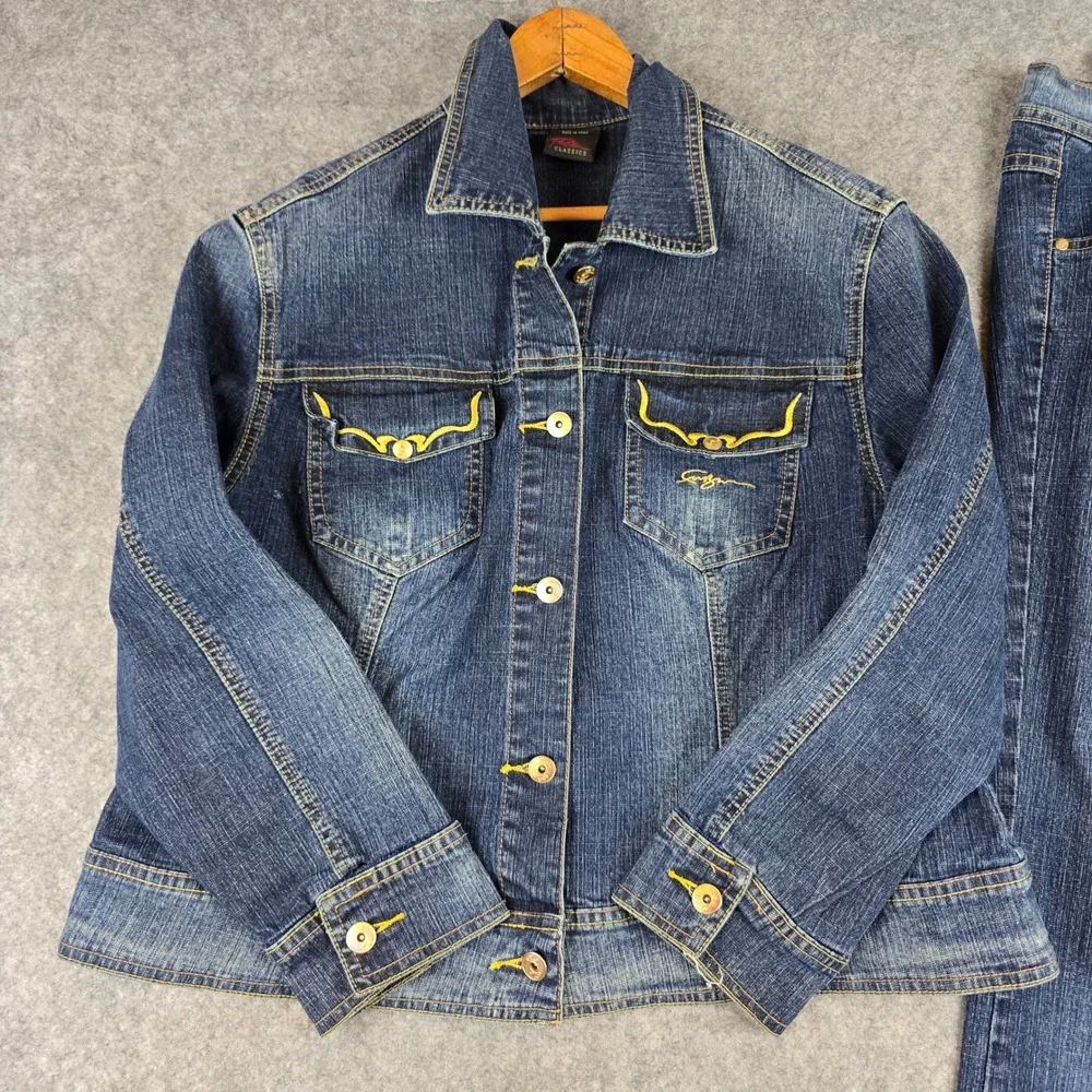 Vintage FUBU 14 Denim Jacket Jeans Matching Set Y2K Cargo SEE MEASUREMENTS